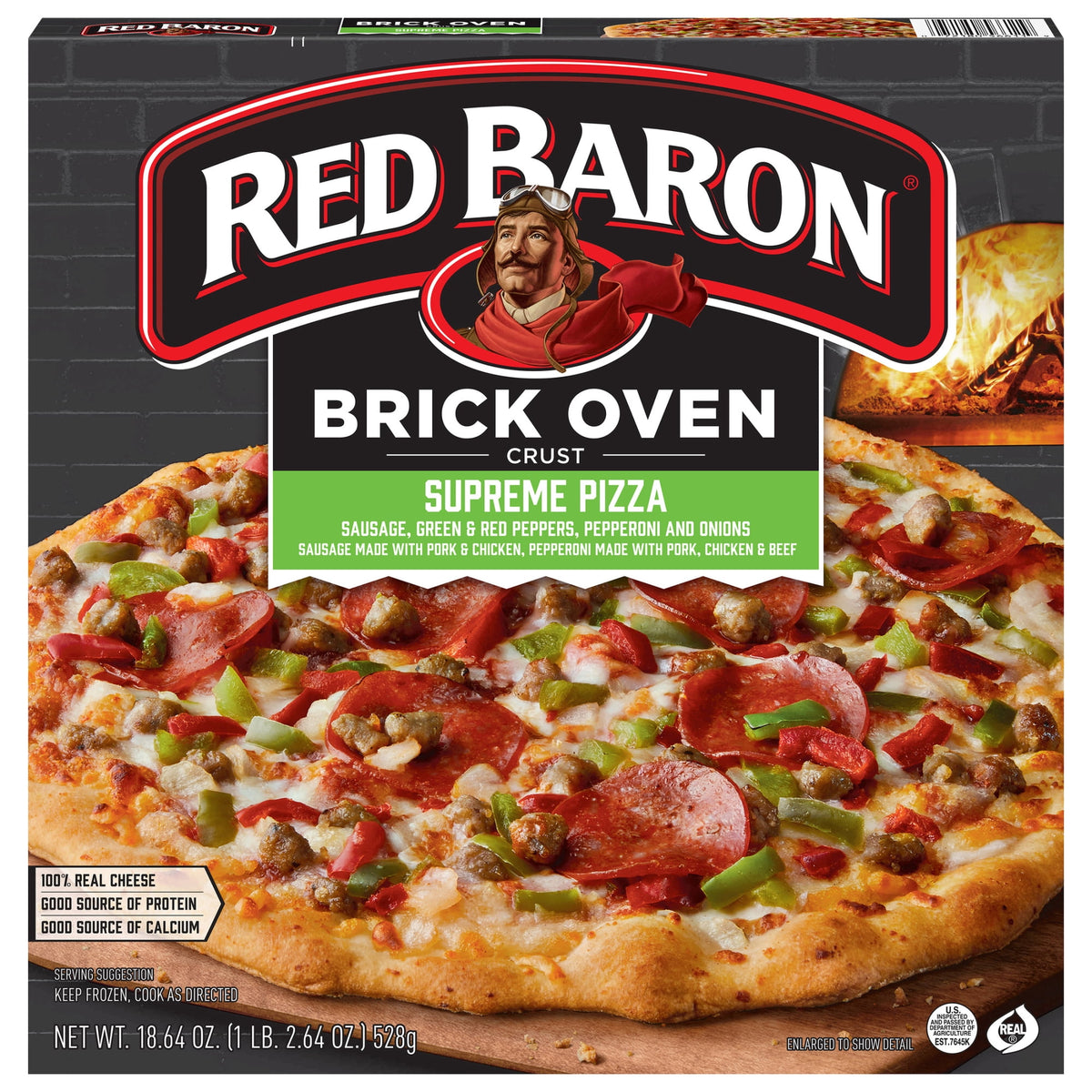 Red Baron Frozen Brick Oven Crust Pizza Supreme, 18.64 oz
