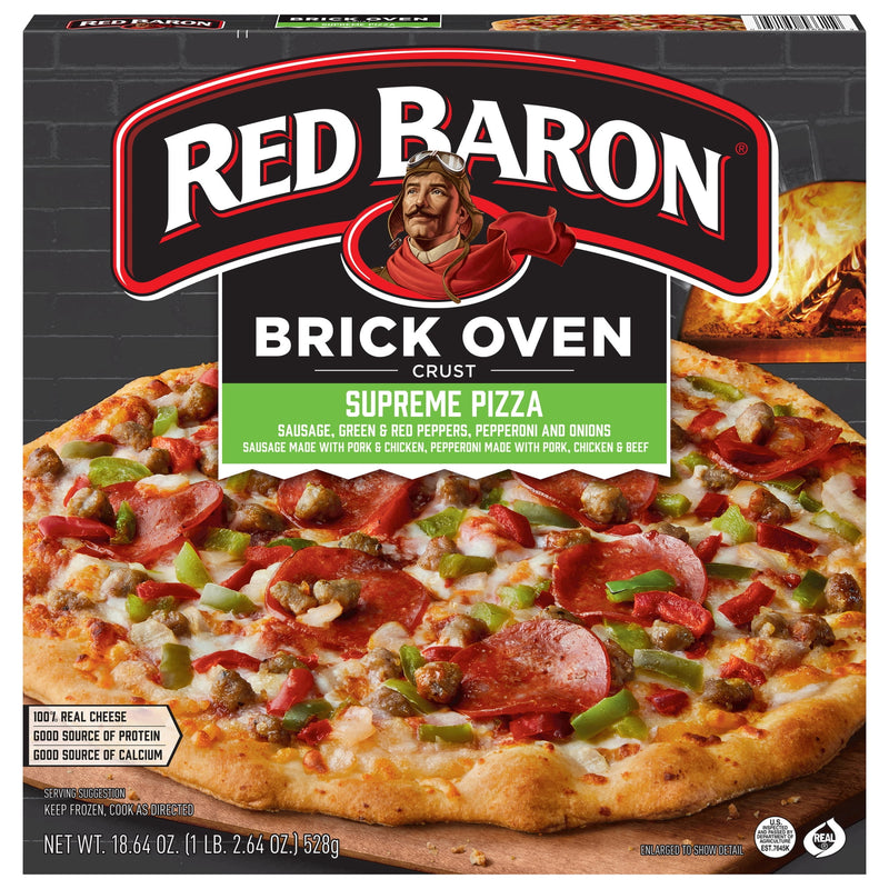 Red Baron Supreme Brick Oven Crust Frozen Pizza, 18.64 oz — package