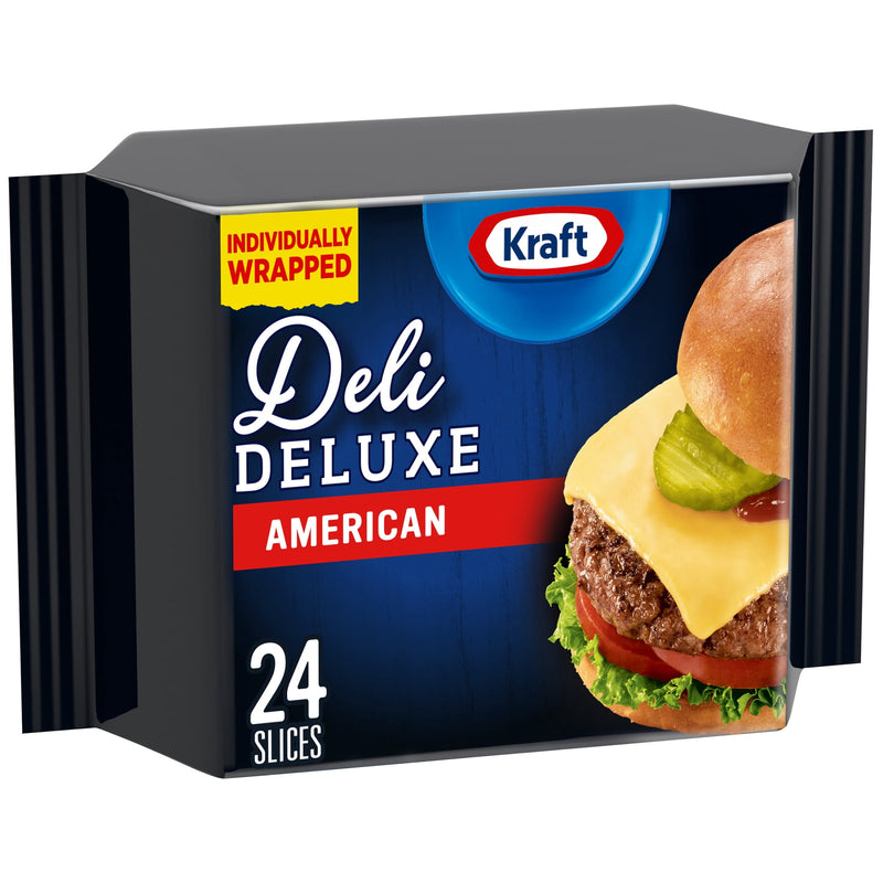 Kraft Deli Deluxe American Cheese Slices, Individually Wrapped, 16 oz Pack, 24 Slices — package