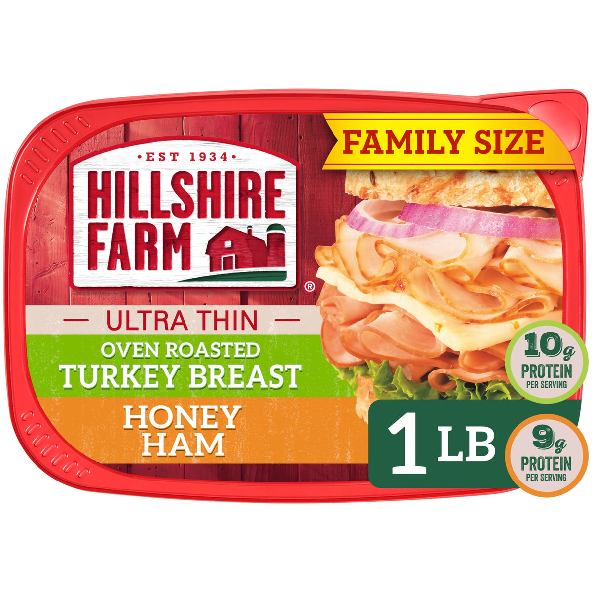 Hillshire Farm Refrigerated Ultra Thin Sliced Oven Roasted Turkey Breast and Honey Ham Variety Pack, 16 oz