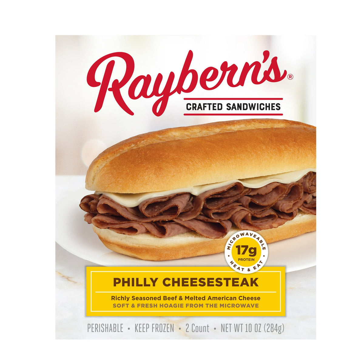 Raybern's Frozen Philly Cheesesteak Sandwich, 10 oz, 2 ct