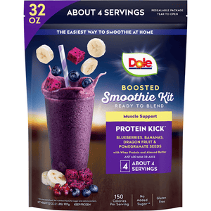 Dole Frozen Boosted Blends Protein Smoothie Blend Blueberry and Banana, 32 oz