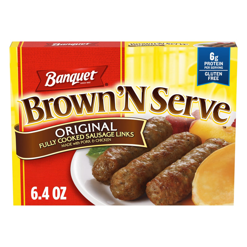 Banquet Brown 'N Serve Original Sausage Links, 6g Protein per Serving, Frozen Breakfast Sausage, 6.4 oz. — package