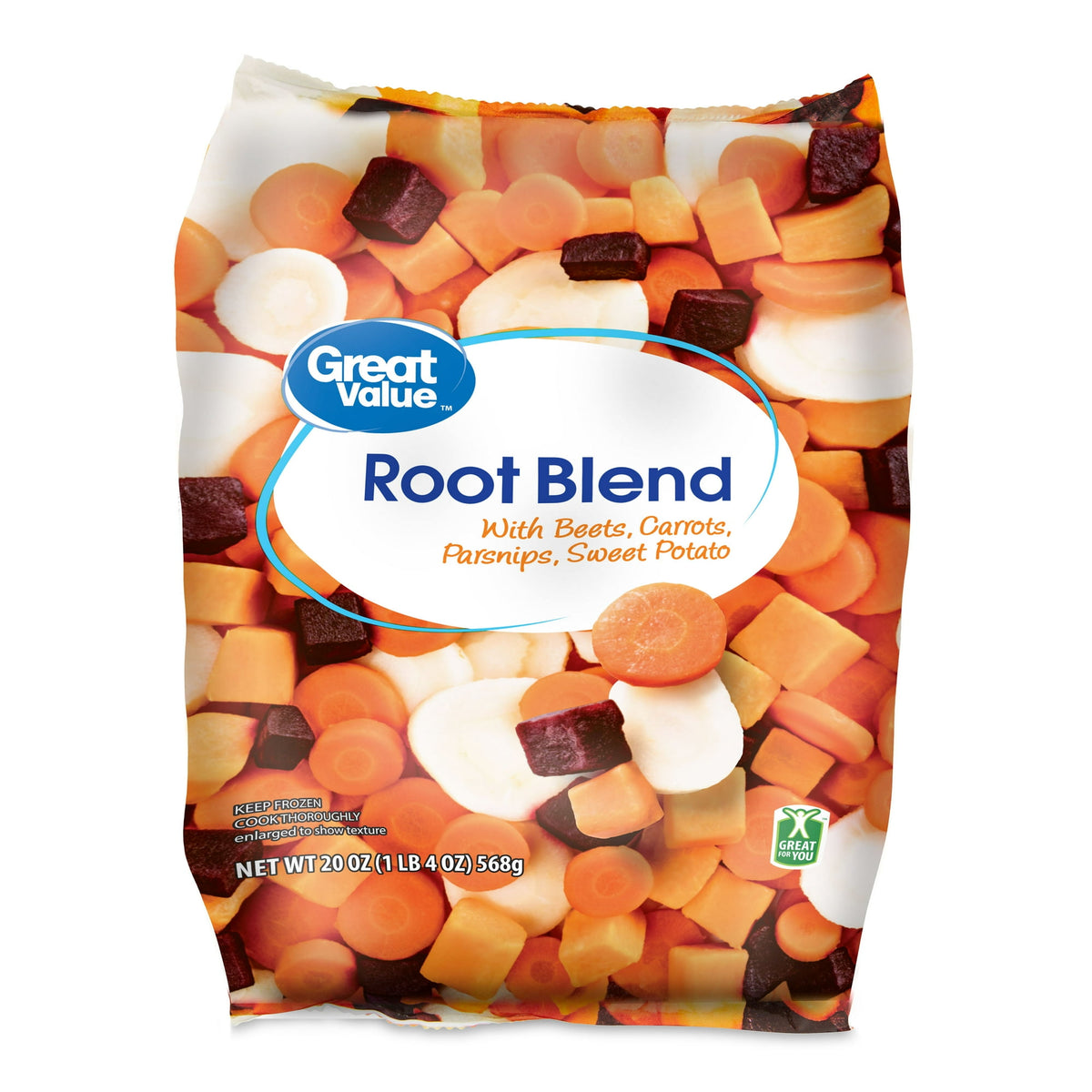 Great Value Frozen Root Blend With Beets, Carrots, Parsnips & Sweet Potatoes, 20 oz