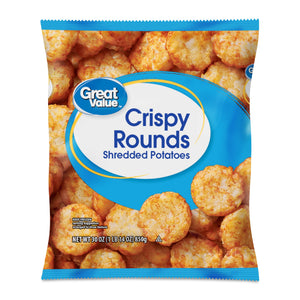 Great Value Frozen Crispy Rounds Shredded Potatoes, 30 oz