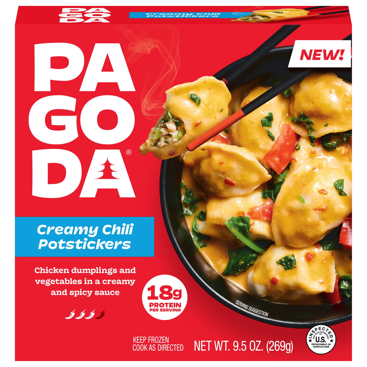 PAGODA Frozen Creamy Chili Chicken Potsticker Bowl, 9.5 oz