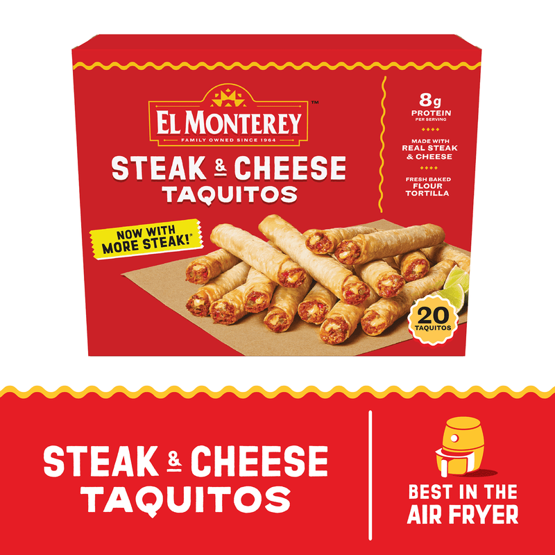 El Monterey Steak & Cheese Flour Taquitos, 20 Count, 20 oz (Frozen) — package