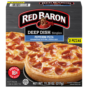 Red Baron Frozen Deep Dish Singles Personal Pizza Pepperoni, 11.2 oz, 2 ct
