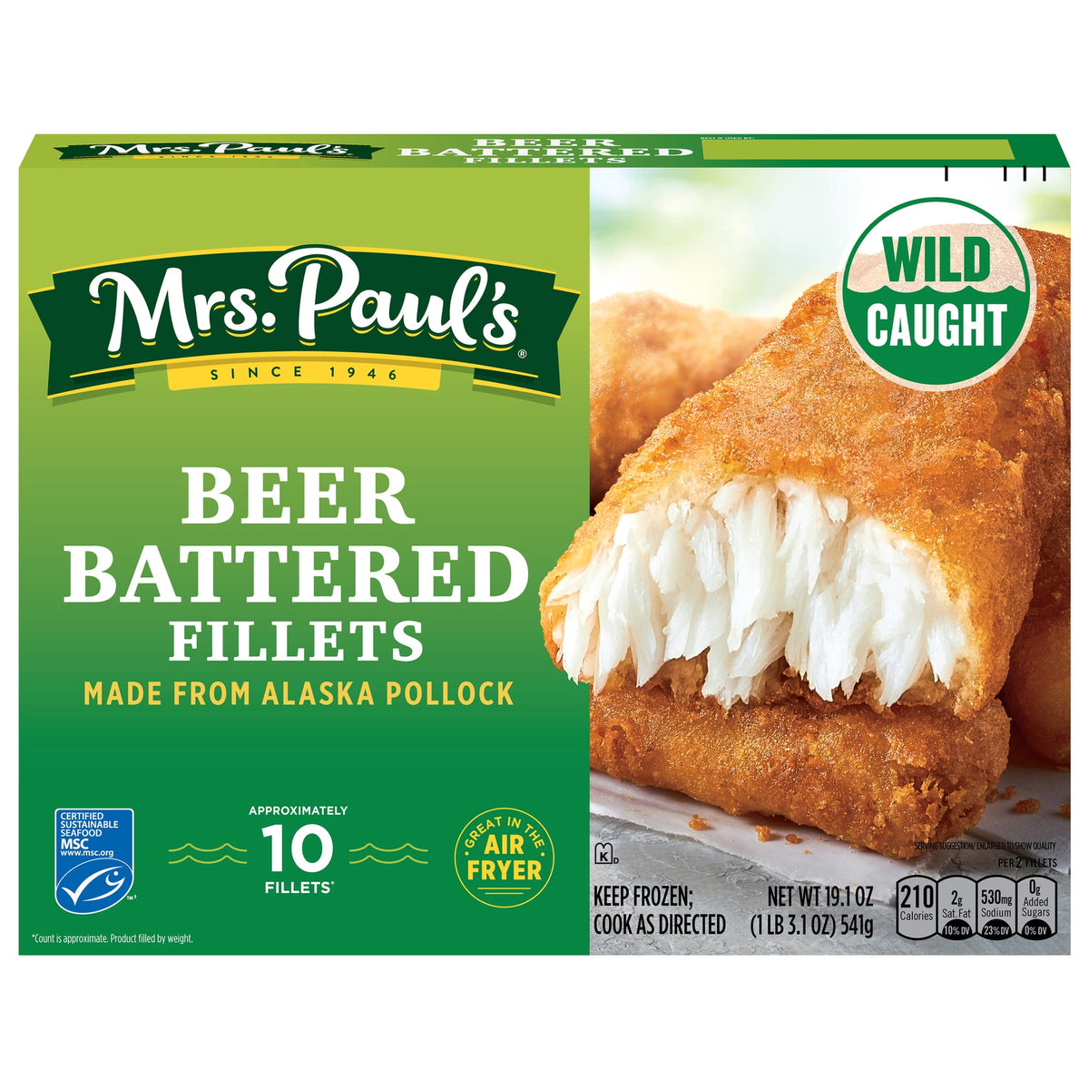 Mrs. Paul's Frozen Fish Fillets Crispy Beer Battered, 19.45 oz, 10 ct