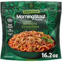 MorningStar Farms Meal Starters Savory Grillers Vegan Crumbles, Meat Free Protein, 16.2 oz Bag — package