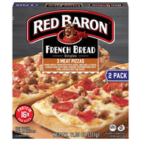 Red Baron 3 Meat French Bread Frozen Personal Pizza, 11.01 oz 2 Pack — package