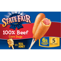 State Fair Beef Corn Dogs with Honey Sweetened Batter, 13.35 oz, 5 Count (Frozen) — package
