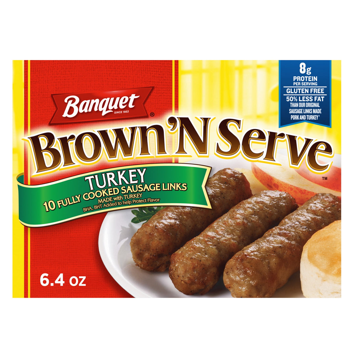 Banquet Frozen Brown 'N Serve Turkey Sausage Links, 6.4 oz