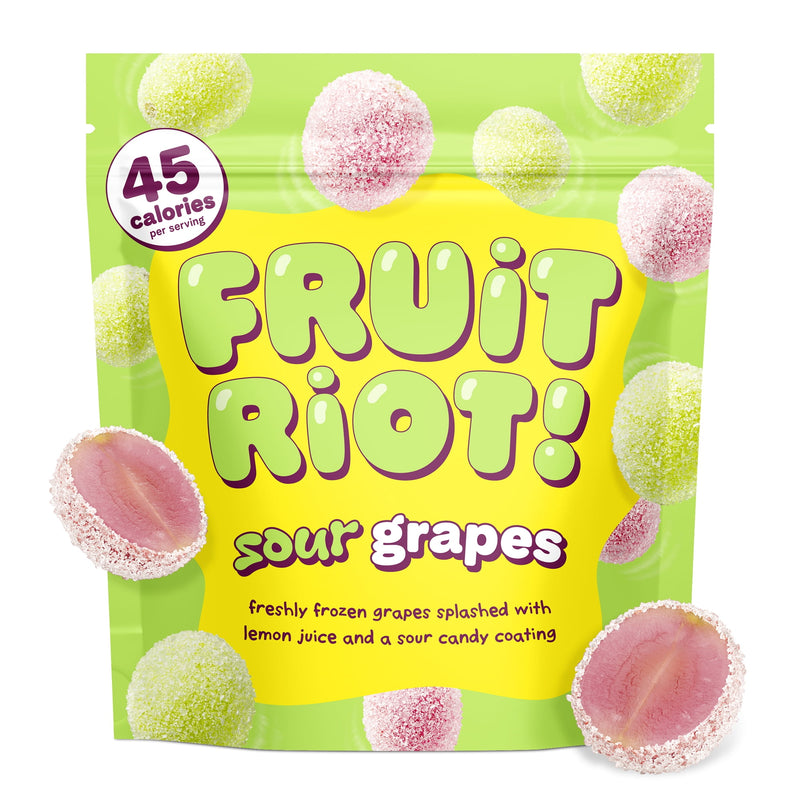 Fruit Riot Sour Candy Grapes, Real Frozen Fruit, 8 oz — package