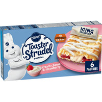 Pillsbury Frozen Toaster Strudel Pastries, Cream Cheese and Strawberry, 6 Count, 11.7 oz — package