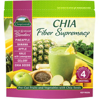 Campoverde Frozen Fruit & Veggie Smoothie Mix, Chia Fiber Supremacy with Pineapple, 4 Pre-Portioned Packs, No Added Sugar, 32 oz — package