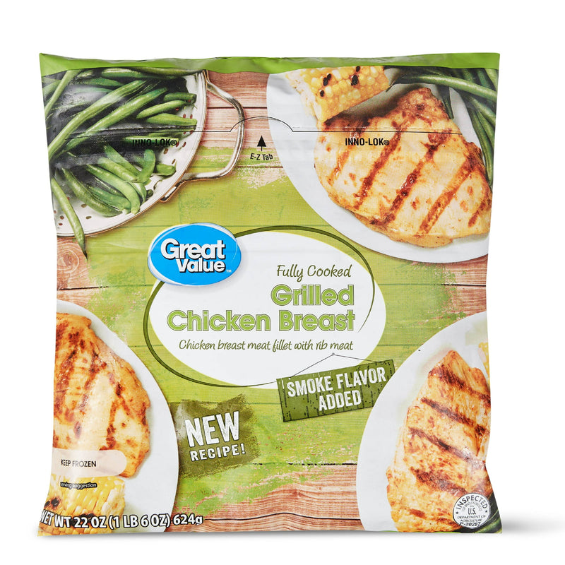 Great Value Fully Cooked Grilled Chicken Breast, 22 oz (Frozen) — package