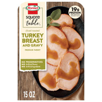 HORMEL SQUARE TABLE Sliced Roast Turkey Breast & Gravy, Refrigerated Entree, 15 oz Tray — package