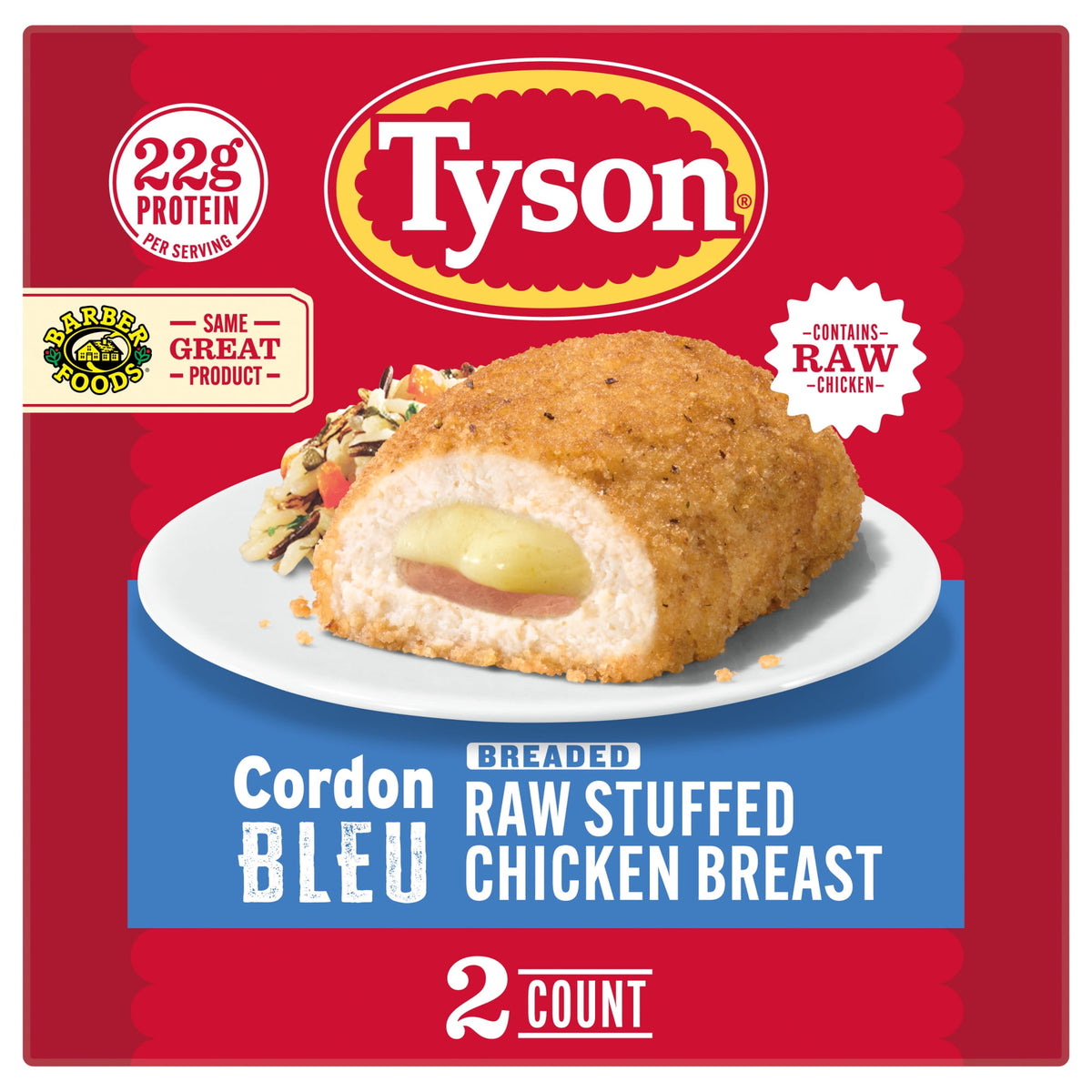 Tyson Foods Frozen Stuffed Chicken Breasts Cordon Bleu, 10 OZ, 2 ct