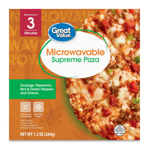 Great Value Frozen Microwavable Pizza Supreme, 7.2 oz