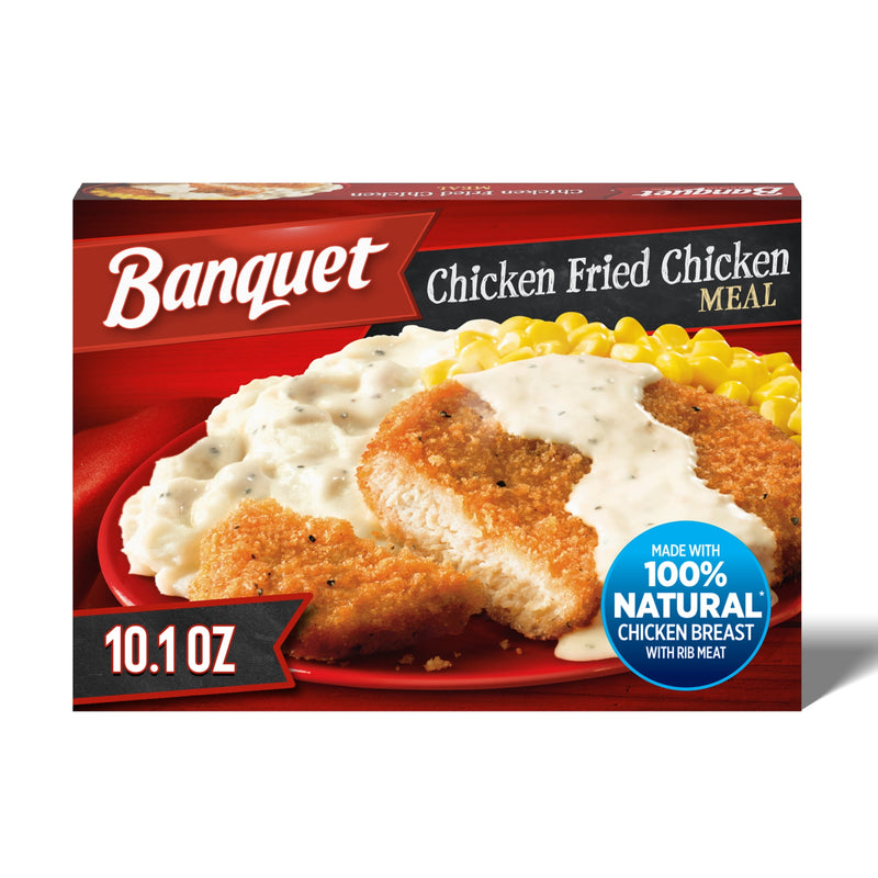 Banquet Chicken Fried Chicken with Mashed Potatoes, 11g Protein, Frozen Meal, 10.1 oz. — package