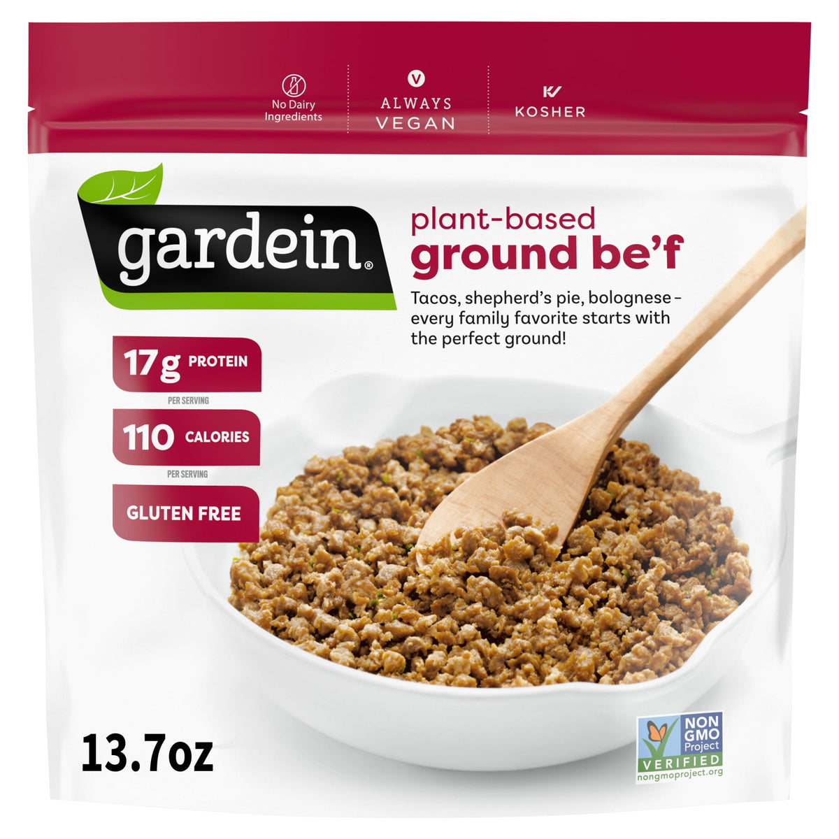 Gardein Frozen Plant-Based Ground Be'f, 13.7 oz