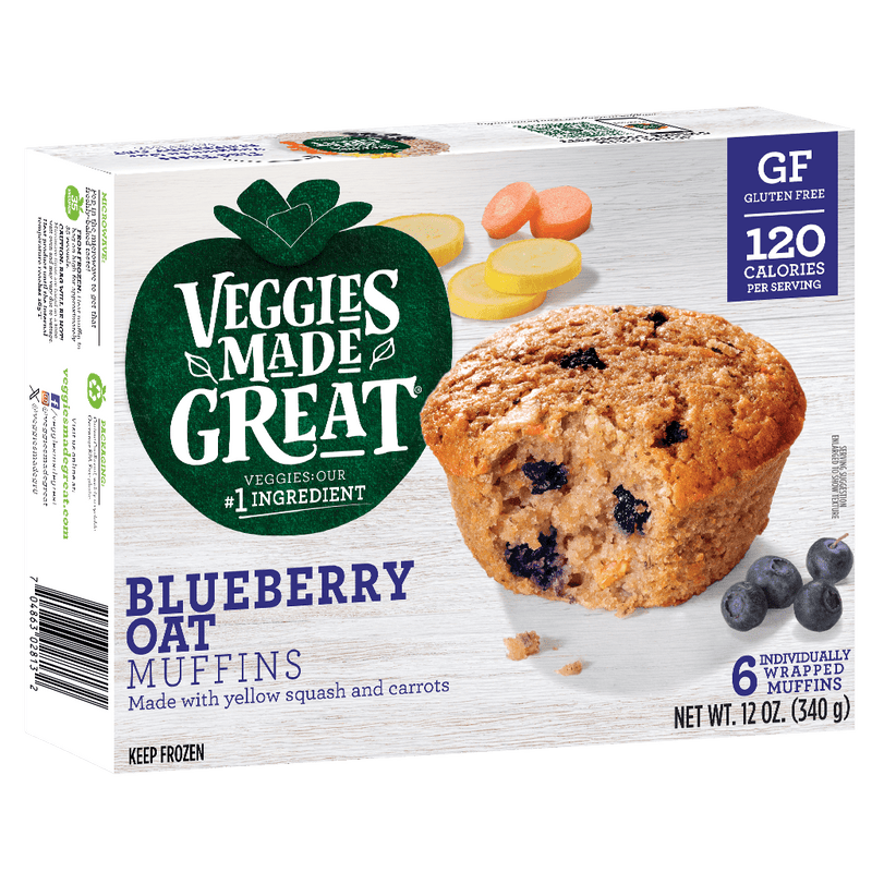 Veggies Made Great Blueberry Oat Muffin, 12oz, 6ct Box (Frozen) — package