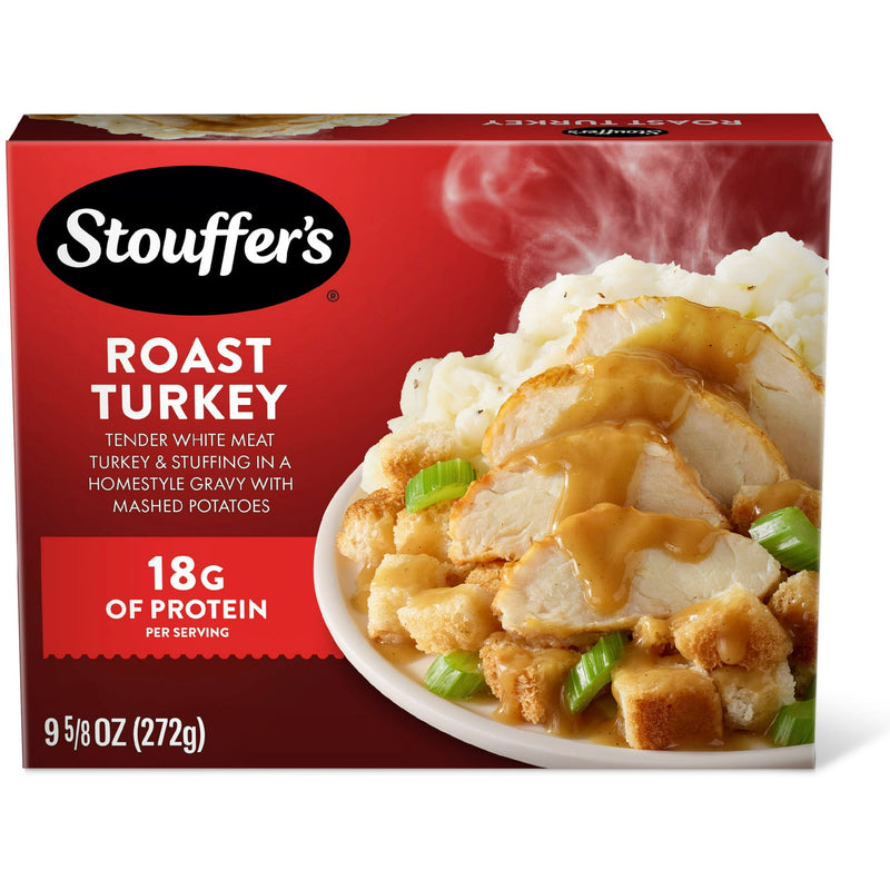 Stouffer’s Roast Turkey, Single Serve Frozen Meal, Frozen Turkey Dinner, 9.625 oz (frozen) — package