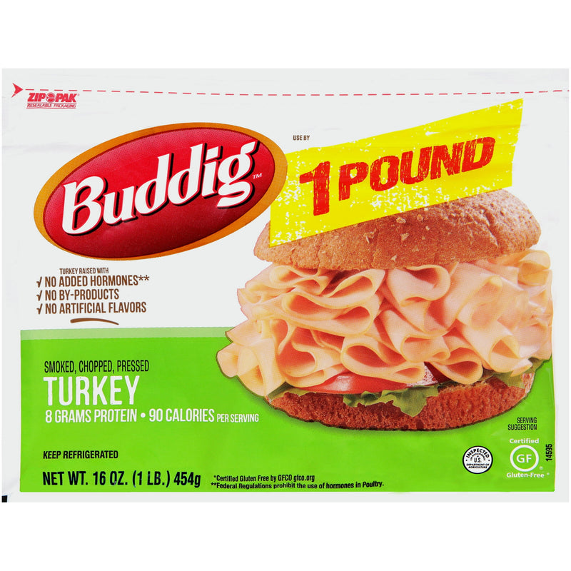 Buddig Original Lunchmeat Sliced Turkey big Pack Plastic Pouch, 16 oz, 8g of Protein per Serving, Refrigerated — package