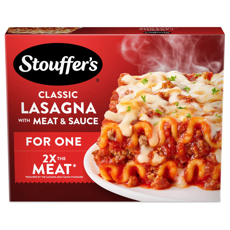 Stouffer's Lasagna with Meat & Sauce, Single Serve, Frozen Entrees for One, Ready to Cook Easy Dinners, Protein Frozen Meals 10.5 oz — package