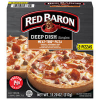 Red Baron Meat Trio Deep Dish Singles Frozen Personal Pizza, 11.2 oz 2 Pack — package