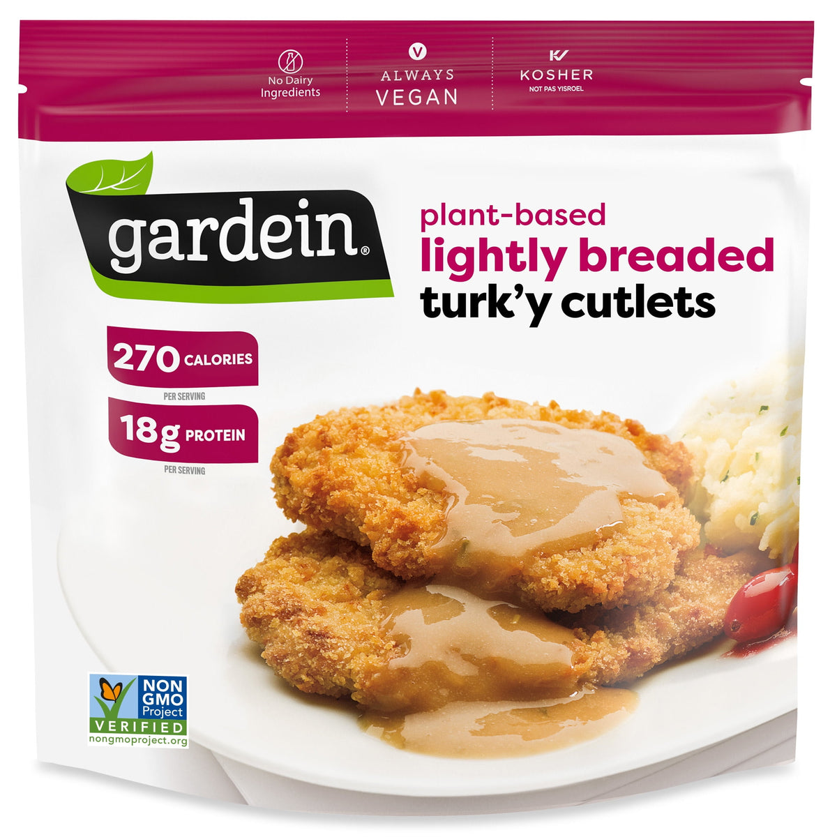 Gardein Frozen Plant-Based Lightly Breaded Turk'y Cutlets, 12.3 oz