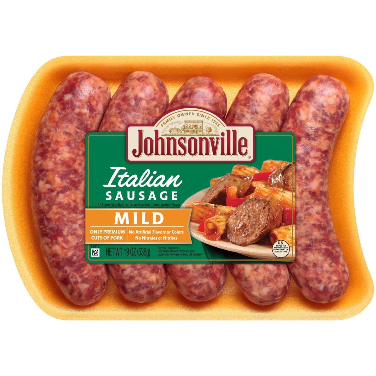 Johnsonville Refrigerated Pork Sausage Links Mild Italian, 19 oz, 5 ct