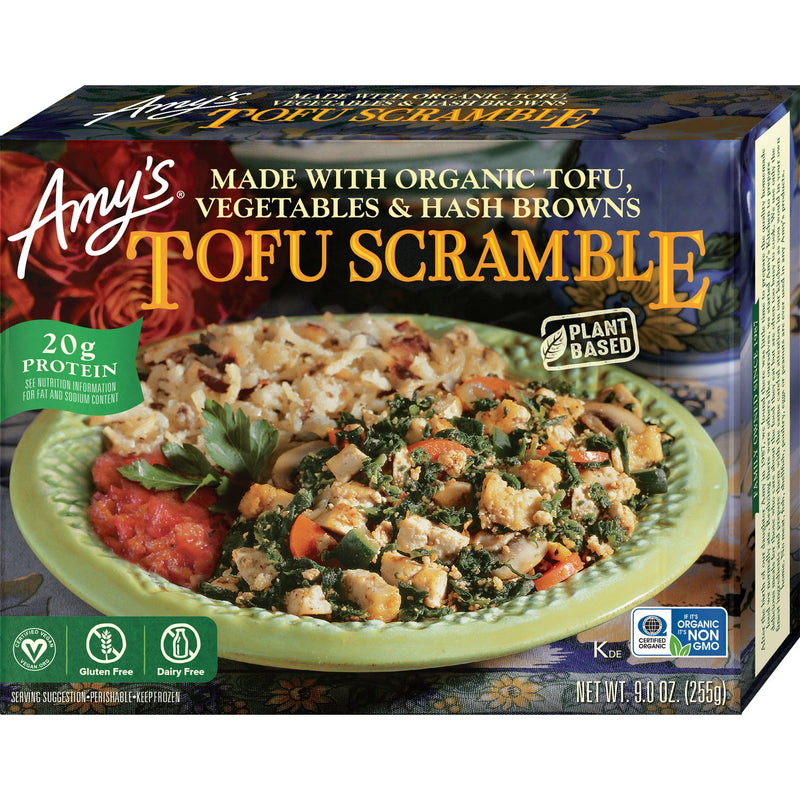 Amy’s Frozen Meals, Tofu Scramble, Plant-Based Microwave Meal, 9 oz — package