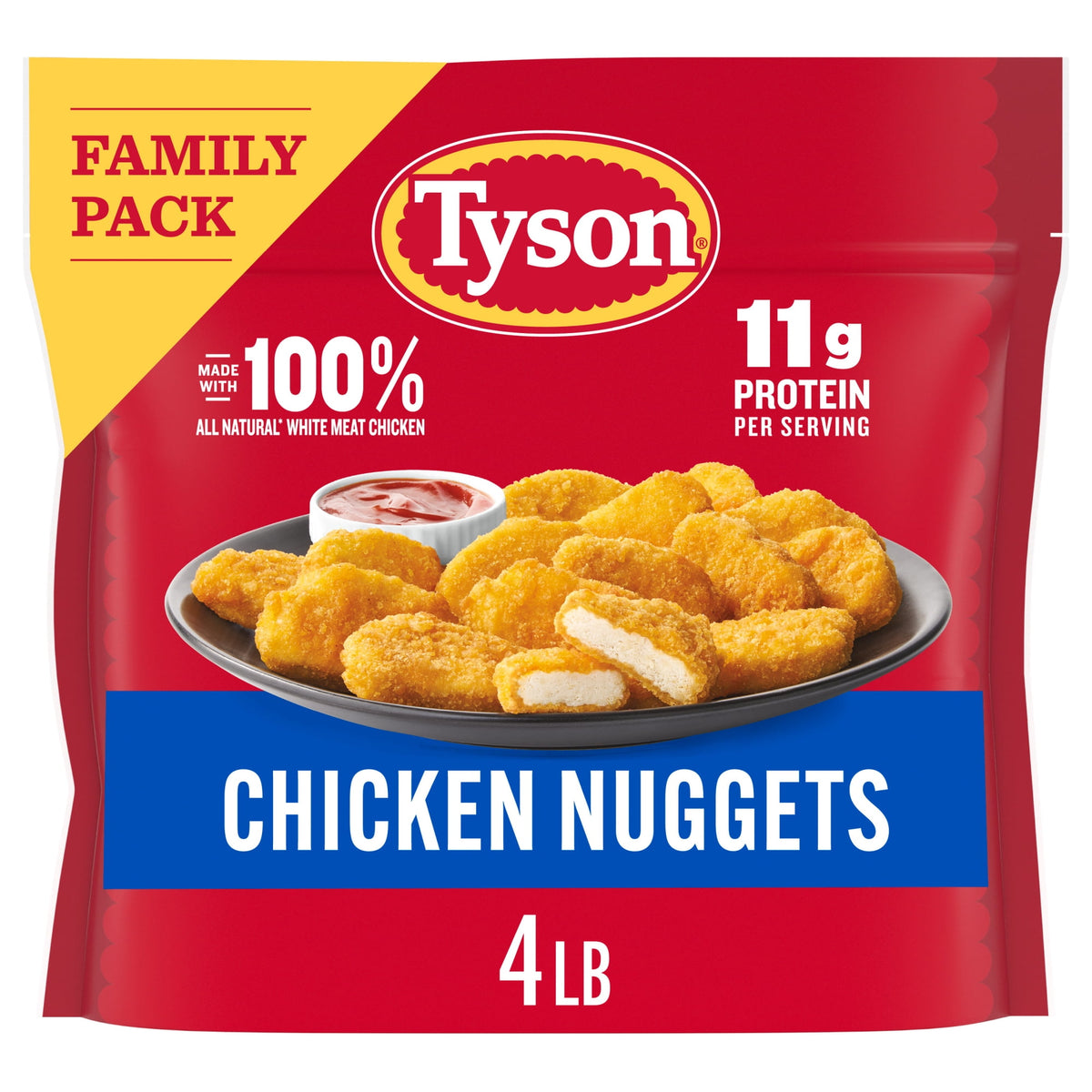Tyson Foods Frozen White Meat Chicken Nuggets Family Pack, 64 oz