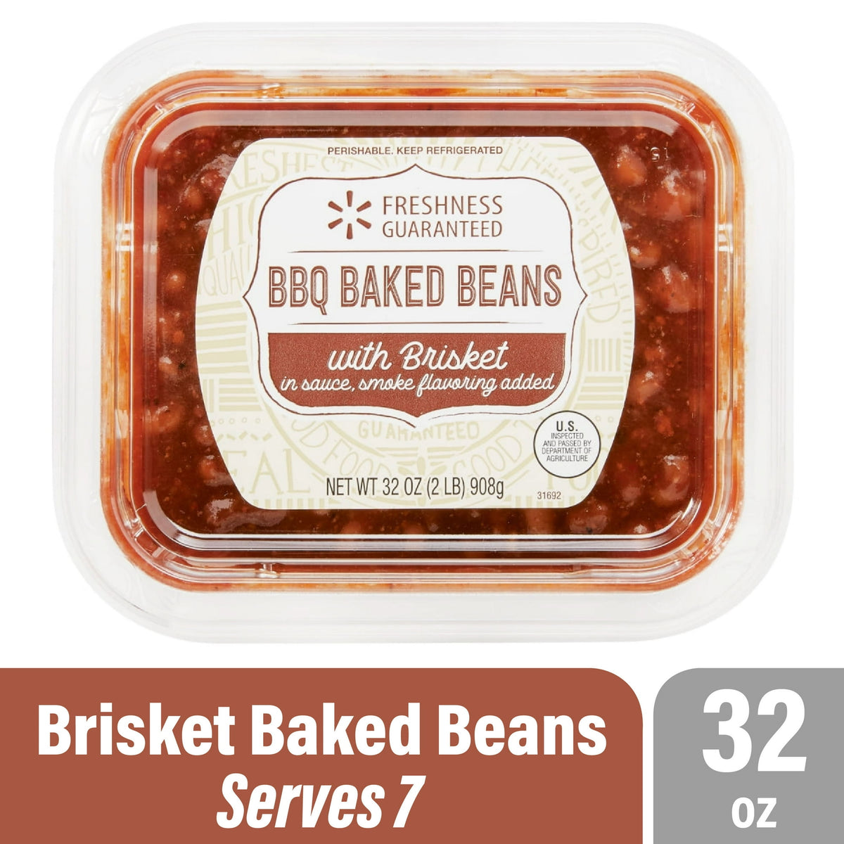 Freshness Guaranteed Refrigerated Baked Beans with Brisket, 32 oz, 1 ct