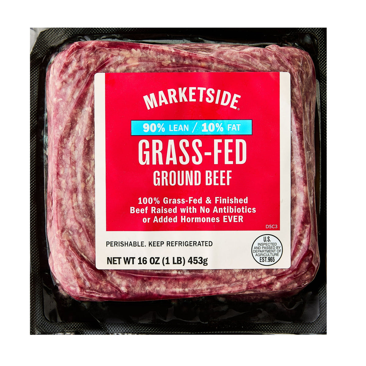Marketside Refrigerated Grass-Fed Ground Beef 90% Lean/10% Fat, 1 lb