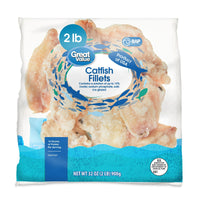Great Value Frozen Catfish Skinless Fillets, 2 lb Bag — package