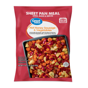 Great Value Frozen Hot Honey Sausage & Vegetables Sheet Pan Meal, 31 oz