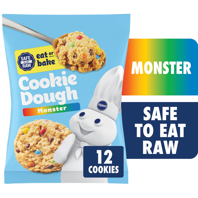 Pillsbury Ready to Bake Monster Refrigerated Cookie Dough, 12 Big Cookies, 16 oz — package
