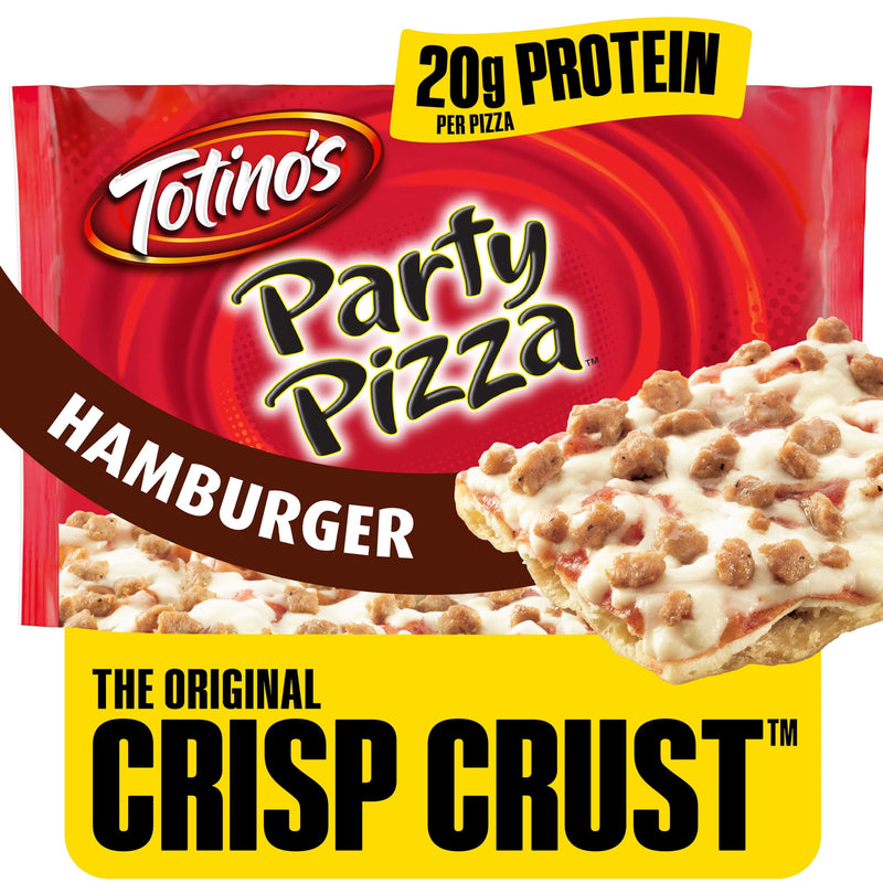 Totino's Party Pizza, Hamburger, Oven Ready, Thin Crust, 20g Protein, 10.9 oz (Frozen) — package