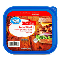 Great Value Roast Beef Lunchmeat, 7 oz Plastic Tub — package
