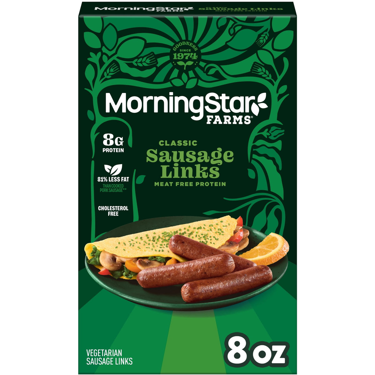 MorningStar Farms Refrigerated Veggie Breakfast Sausage Links Original, 8 oz