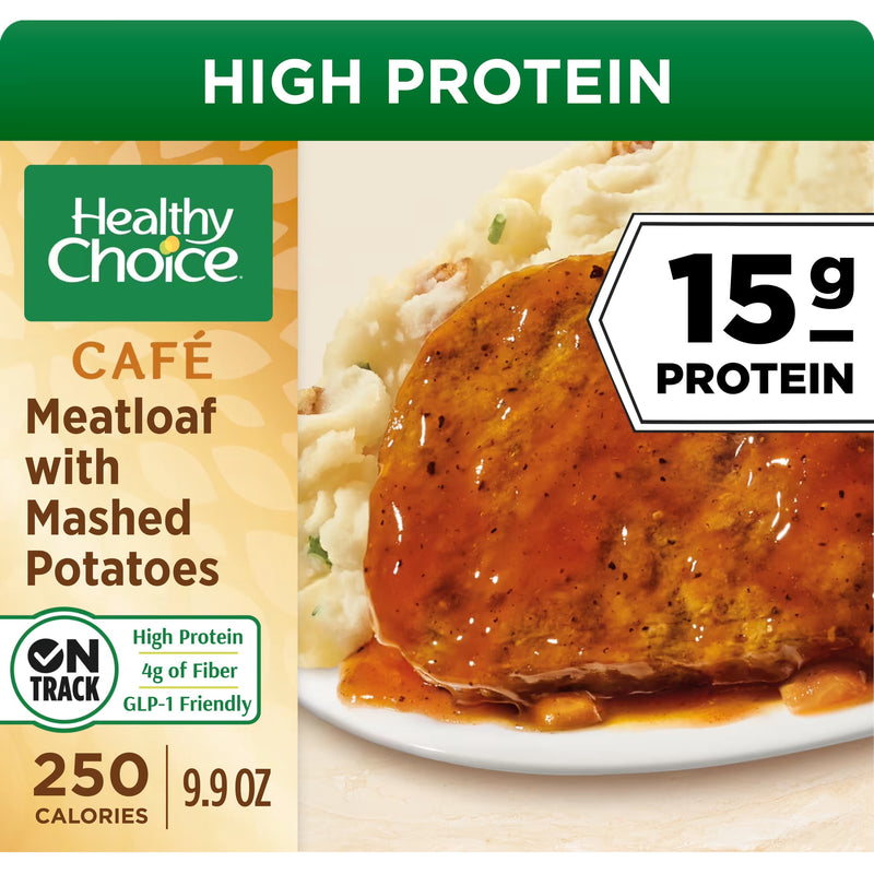 Healthy Choice Cafe Meatloaf with Mashed Potatoes, High Protein Frozen Meal, 9.9 oz. — package