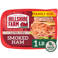 Hillshire Farm Ultra Thin Sliced Smoked Ham Lunchmeat, 16 oz Family Size Plastic Tub, Refrigerated — package