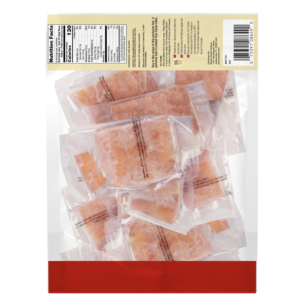 Sea Best Frozen Skinless Pink Salmon Fillets, 2 lbs