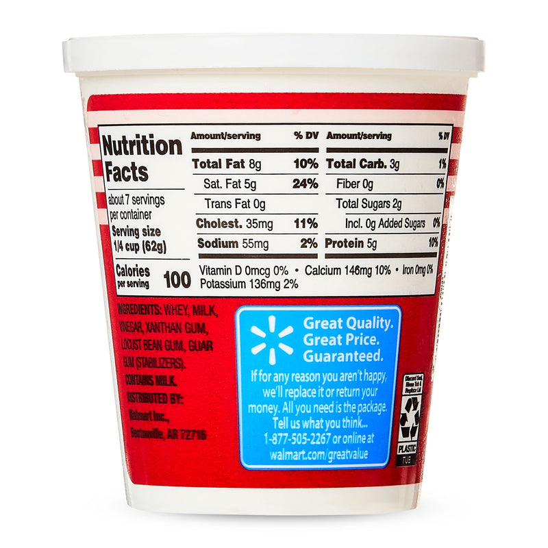 Great Value Original Whole Milk Ricotta Cheese, 15 oz Tub (Refrigerated) — photo 2