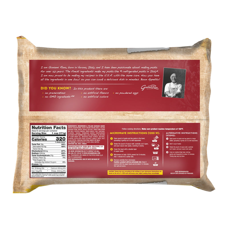 Giovanni Rana Fettuccine Sausage & Mushroom Premium Meal Kit Tray (Family Size, 38oz), Refrigerated — photo 2