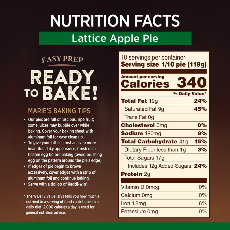 Marie Callender's Lattice Apple Pie, Ready to Bake Frozen Dessert, 42 oz. — photo 2