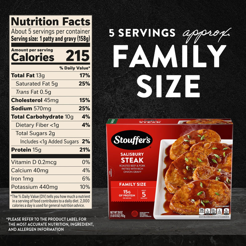 Stouffer’s Salisbury Steak, Family Size, Frozen Salisbury Steak, Easy Family Frozen Dinners 1.75 lb. — photo 2
